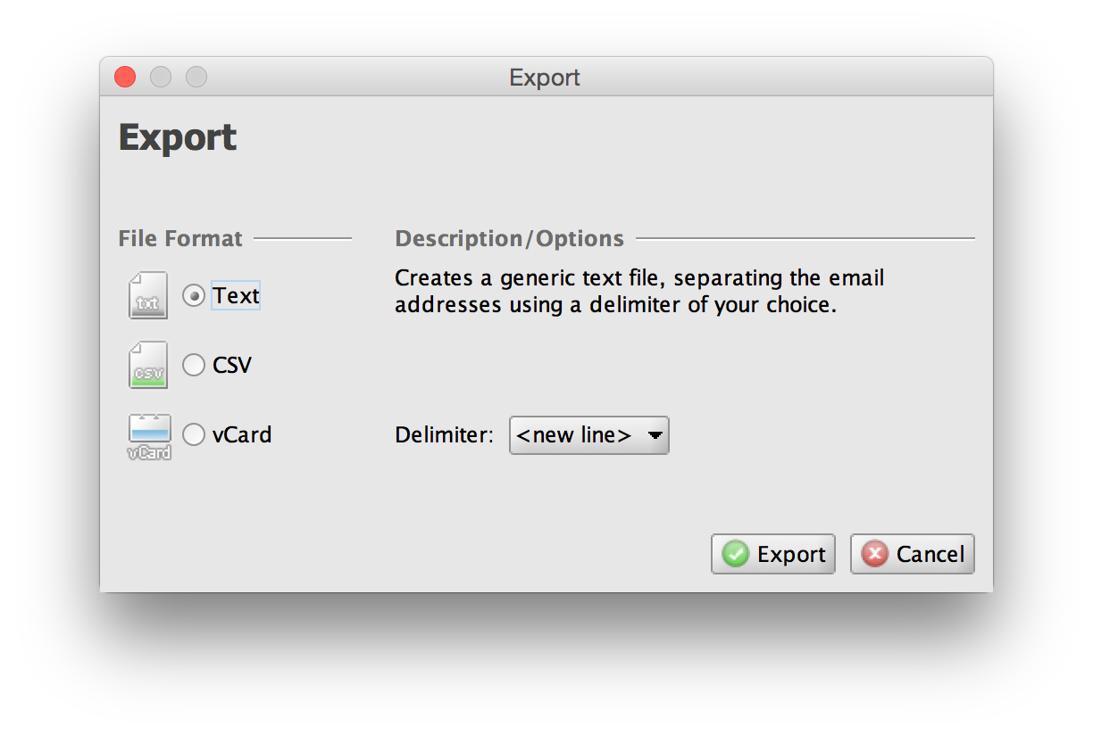 bulk export mac mail server